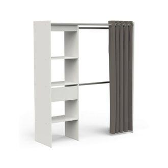 Dmora Dmora - Gran Armario Serpentina, Muebles De Dormitorio, Vestidor, Armario De Ropa, 167x50 H192 Cm, Blanco Mate