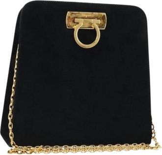Ferragamo Pre-owned Cross Body Bags, female, Black, Size: ONE SIZE Pre-owned Suede Shoulder Bag