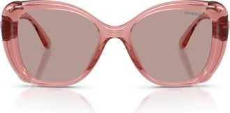 Swarovski Sk 6051U Butterfly Zonnebril - Dames - Zonnebrillen - Roze - 53 MM - Accessoires