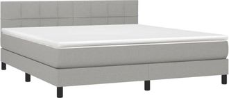 vidaXL Vidaxl - Cama Box Spring Colch&oacute;n Y Luces Led Tela Gris Claro 180x200 Cm