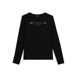 Freddy T-shirt da donna a manica lunga con fondo stondato
