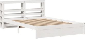 vidaXL Bed Frame with Headboard without Mattress White 140x190 cm Vidaxl