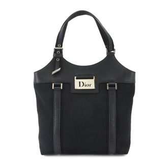 Dior Trotter Black Canvas Leather Handbag Tote Bag (Pre-Owned)