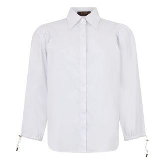 Moorer Dames, Blouses & Shirts, Wit, Maat: XS Polyamide