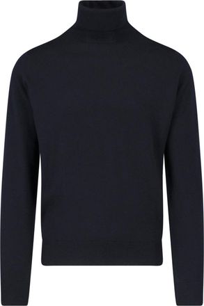 John Smedley Black Merino Wool Turtleneck Sweater