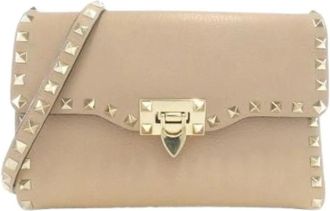 Valentino Pre-owned Garavani Leren Schoudertas - Dames - Vintage Schoudertas - Beige - ONE Size - Leer - Vintage