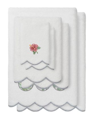 Linum Home Textiles 100% Turkish Cotton Maui Scallop 6Pc Embellished Towel Set