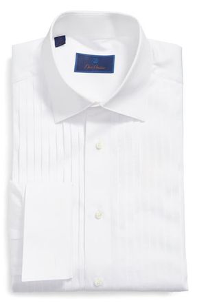 David Donahue Regular Fit French Cuff Tuxedo Shirt in White at Nordstrom, Size 16.5 - 36