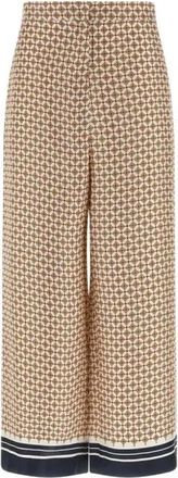 Max Mara Wijde Zijden Broek - Dames - Wijde Broeken - Veelkleurig - XL - Broeken