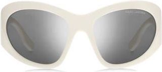 Marc Jacobs 62mm Rectangular Sunglasses in Ivory/Silver Sp at Nordstrom Rack
