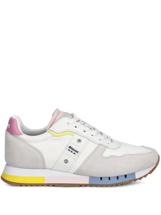 Blauer leather suede panel trainers - White