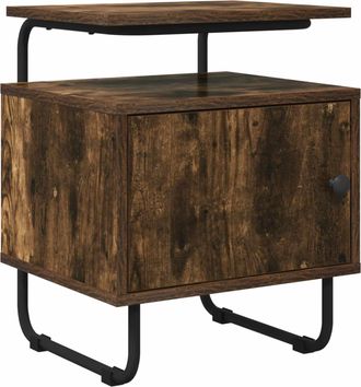 vidaXL Mesa De Noche Roble Ahumado Madera De Ingenier&iacute;a Vidaxl