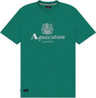 Aquascutum Active Beach Basic T-shirt Met Groot Logo In Groen
