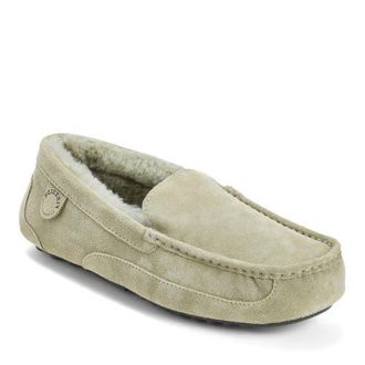 Dearfoams Fireside Melbourne Genuine Shearling Moccasin Slipper in Seagrass at Nordstrom, Size 11