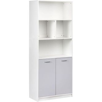 Beliani Libreria a 2 ante con ripiani apribili e chiudibili Mobili da ufficio minimalisti in truciolare Grigio e bianco Zehna