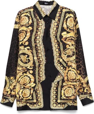 Versace Barocco-print shirt - men - Silk - 48 - Black