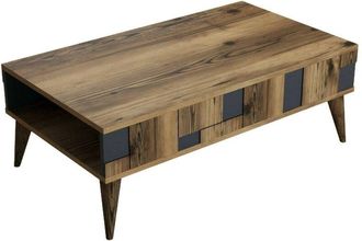 Dmora Tavolino da salotto Yang, Tavolo basso da caffè, Portariviste per divano, Ripiano da soggiorno, 105x60h38 cm, Noce e Antracite - Dmora