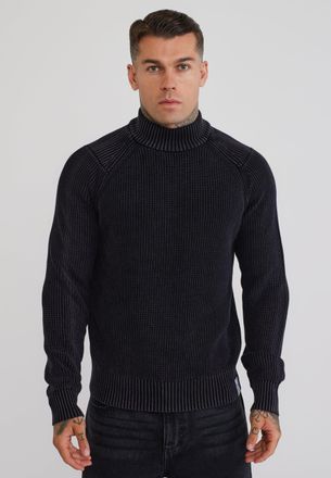 Siksilk Hombre Negro Cuello Alto Su&eacute;ter XXL