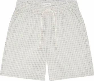 Les Deux Mens Check Pull-On Seersucker Shorts In Ivory
