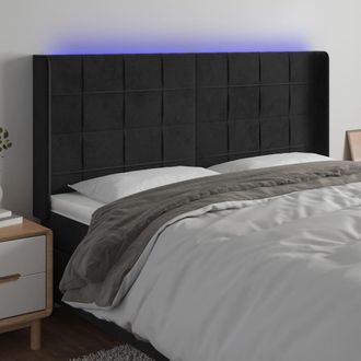 vidaXL Cabecero Con Led De Terciopelo Negro 163x16x118/128 Cm Vidaxl
