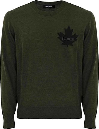 Dsquared2 Stijlvolle Maglia T-shirt voor mannen - Heren - Ronde hals truien - Groen - XL - Truien & Vesten