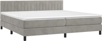 vidaXL Vidaxl - Cama Box Spring Colch&oacute;n Y Led Terciopelo Gris Claro 200x200 Cm
