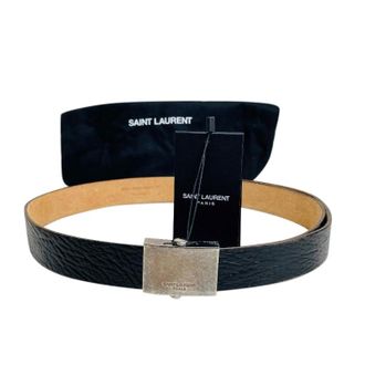 Saint Laurent Bellechasse Textured Leather Belt Size S