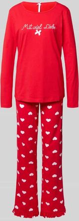 Louis & Louisa Relaxed Fit Pyjama mit Zierschleife Modell Mit viel Liebe in Rot, Größe XXL