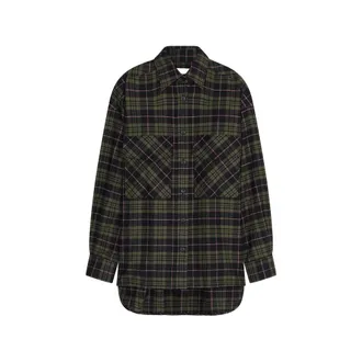 Closed Check-pattern Oversized Shirt