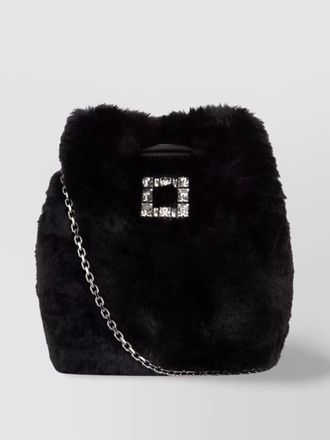 Roger Vivier fur chain strap embellished shoulder bag
