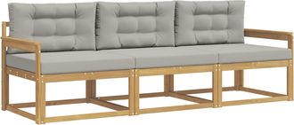 vidaXL Conjunto De Sof&aacute;s De Exterior 3 Uds. Blanco Y Gris Claro Vidaxl