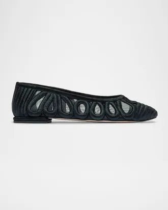 Bernardo Costa Embroidered Mesh Ballerina Flats