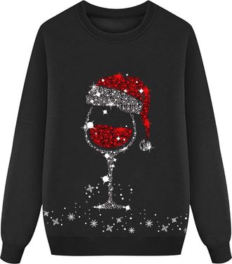 Generic Christmas Jumppers Matching Family Long Sleeve Round Neck Reindeer Snowflake Xmas Tree Sweatshirts Fleece Work Uglly Novelty Sweaters Long Sleeve Holi