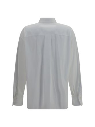 Brunello Cucinelli Womens Shirt With Monili Embellishment Bianco Cotton; Polyamide; Elastane