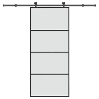 Berkfield Home Sliding Door with Hardware Set 90x205 cm ESG Glass&Aluminium in Black