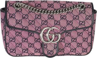 Gucci Pink Canvas Small GG Marmont Shoulder Bag (Authentic Pre-Loved)