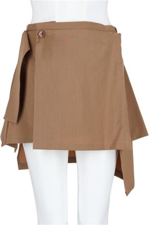 Vivienne Westwood Beige Asymmetrical Belted Virgin Wool Mini Skirt