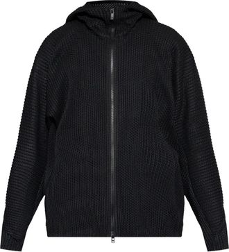 Homme Pliss&eacute; Issey Miyake Wickerwork jack met capuchon - Zwart