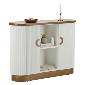 Dmora Aparador Ferrule, Buf&eacute; De Sal&oacute;n, Aparador De Sal&oacute;n, Despensa De Cocina, 121x41 H90 Cm, Blanco Y Marr&oacute;n - Dmora
