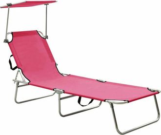vidaXL Tumbona plegable con toldo aluminio rosa Vidaxl