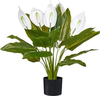 Beliani Planta Artificial En Maceta Para Interior Decoraci&oacute;n De Pl&aacute;stico Con Maceta Negra Spathphyllum