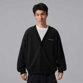 Nike Jordan Mens Jordan Flight Cardigan in Black | IW6370-010