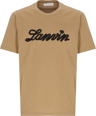 Lanvin Brown Logo Embossed Cotton T-Shirt