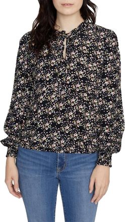 Sanctuary Resolution Smocked Sleeve Blouse In Winter Fresh