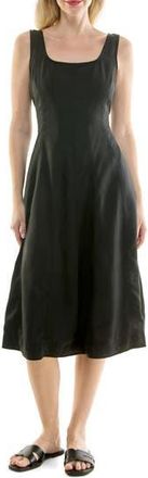 Nicole Miller Twill Fit & Flare Tank Dress in Very Black at Nordstrom Rack, Size X-Large