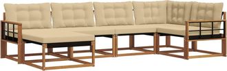 vidaXL Conjunto De Sof&aacute;s De Exterior 6 Uds. Natural Y Beige Vidaxl