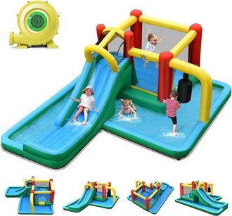 Costway Costway 6 En 1 Castillo Hinchable Para Ni&ntilde;os, Castillo Inflable Infantil Con Tobog&aacute;n Acu&aacute;tico, Seco Y Agua, 470 X 370 X 190 Cm, Para Ni&ntilde;os 3-10 A&ntilde;os, 