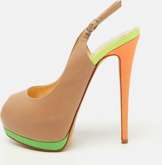 Giuseppe Zanotti Multicolor Leather Peep Toe Platform Slingback Pumps