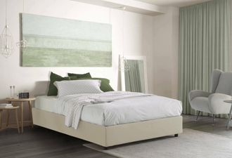 Dmora Dmora - Cama Matrimonial Dagazz, Cama Contenedor Con Revestimiento De Tela, 100% Made In Italy, Apertura Frontal, Adecuado Para Colch&oacute;n Cm 140x190, Be
