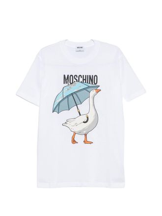 Moschino Relaxed Fit Short-Sleeve T-shirt with Graphic Goose Print